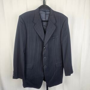 Vintage Hickey Freeman 42L Boardroom Pinstripe Suit 100% Wool USA Union